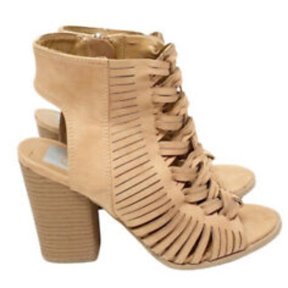 DV Dolce Vita Alyson Ankle Booties Heels Peep Toe Tan 10 - Picture 8 of 14